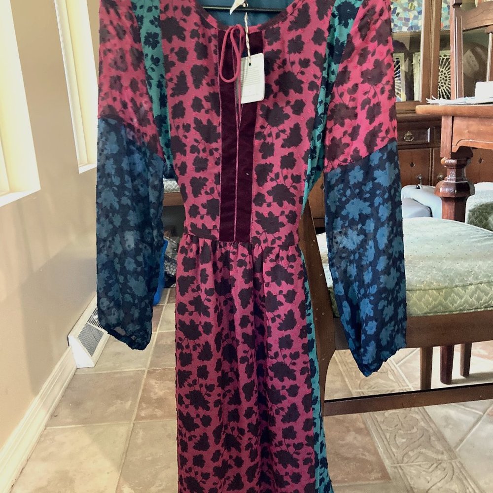 Matilda Jane NWT hi-low dress teal and burgandy party dress size XS